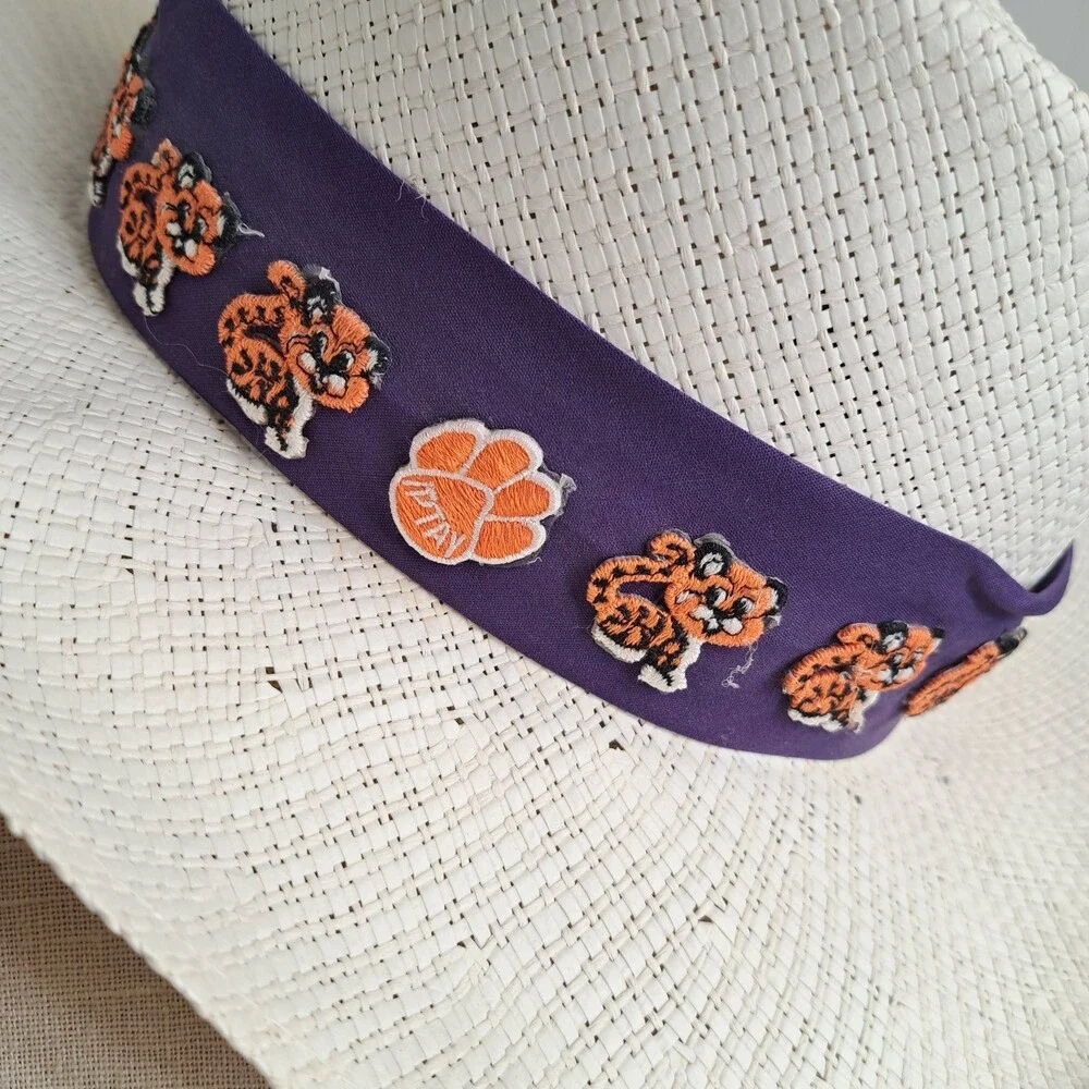 Clemson IPTAY White Straw Panama Hat London Fog